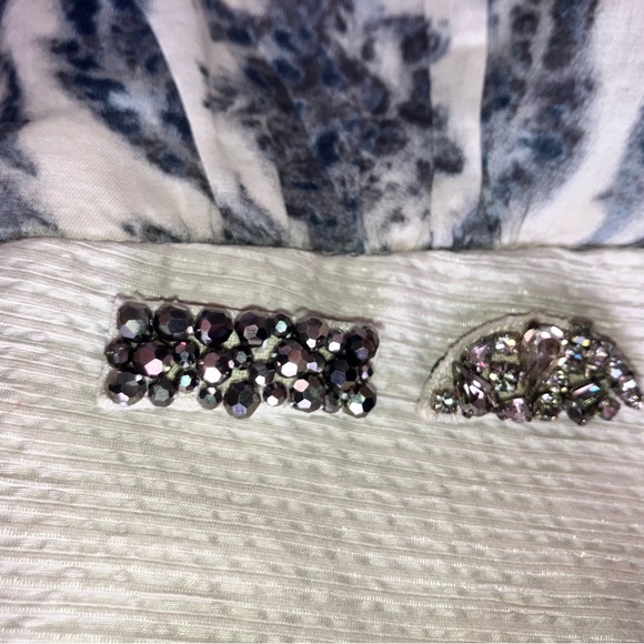 MAX MARA Rare White & Blue Floral Dress W/Crystal Detailing - Beautiful! - Picture 7 of 13